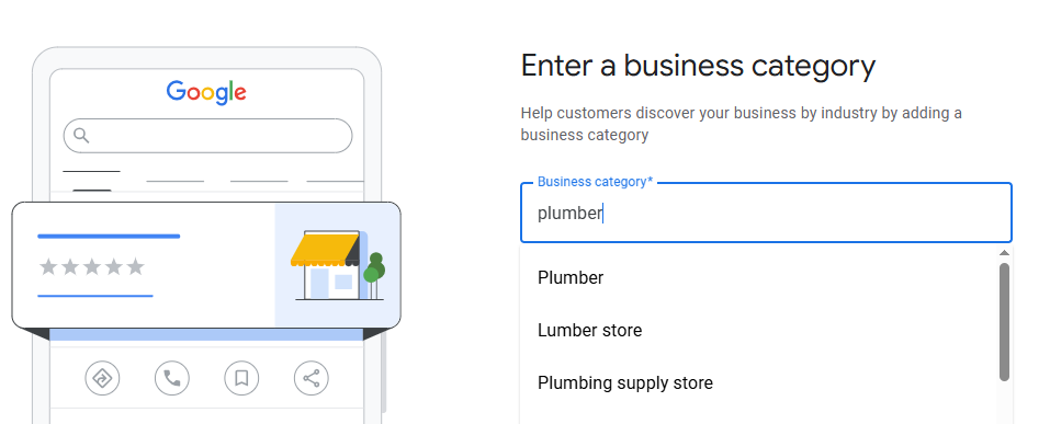 google my business Category